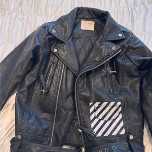 kids Black Leather Jacket size 7t
